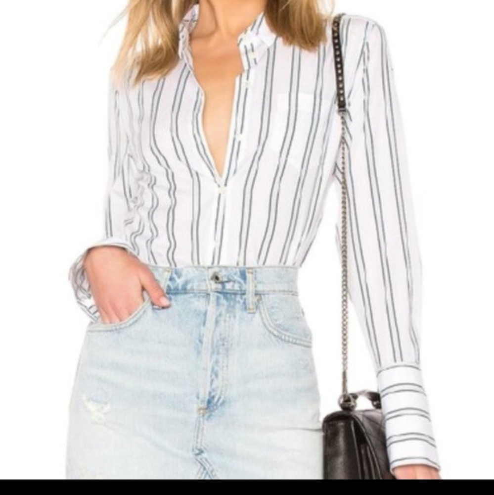 Equipment Femme Huntley Button Down Shirt in Cool Breeze Stripe - Size Small